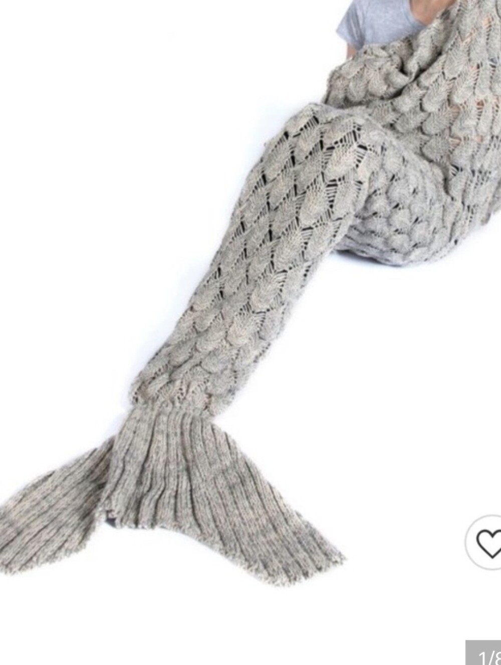 nwt SHIRALEAH Adult mermaid Blanket Coastal Cozy Gray Knit Nautical Beach Cover
